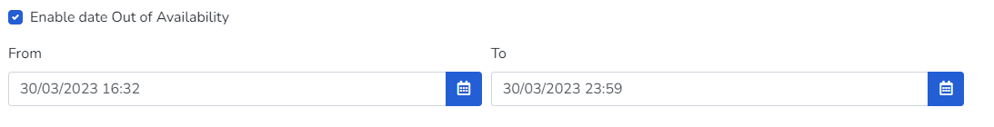 Kontrollkästchen und Datumsfelder zum Aktivieren des Abwesenheitsdatums