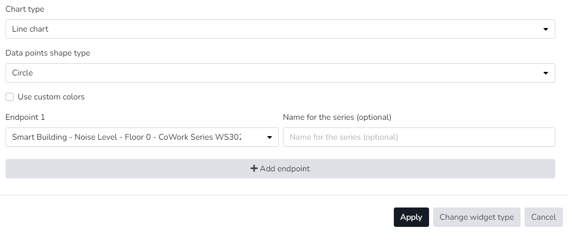 Formulaire de configuration du widget d'historique comparatif des terminaux