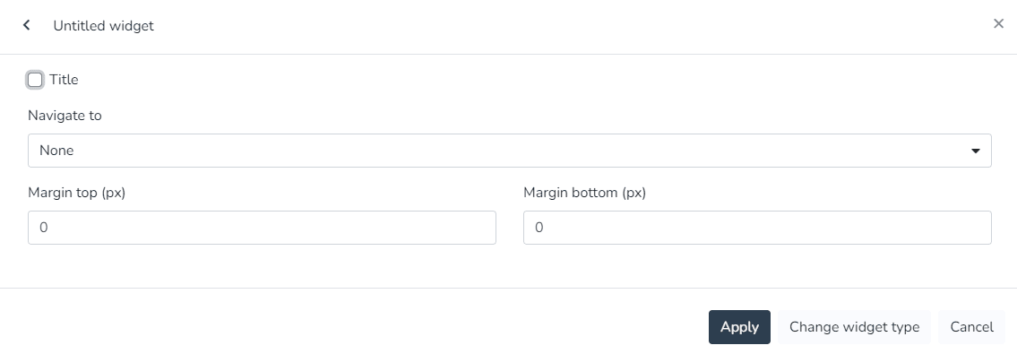 Paramètres du widget Résumé mondial avec titre, navigation et marges