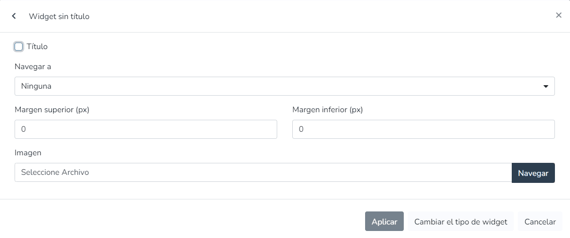 Paramètres du widget Image statique avec sélecteur de fichier image