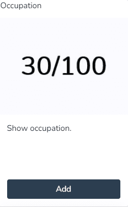 Aperçu et bouton pour ajouter le widget Occupation