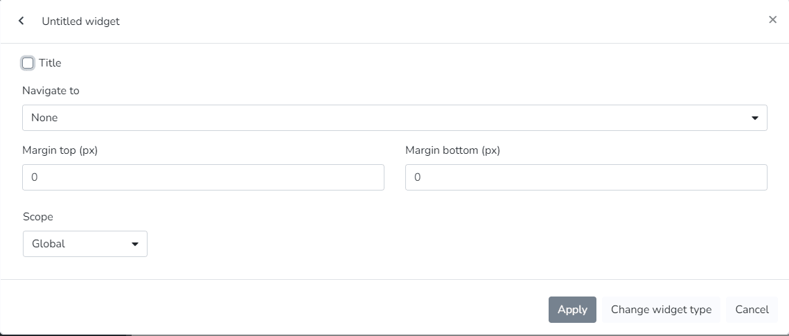 Paramètres du widget Objectifs de consommation d'énergie avec titre, marges et portée