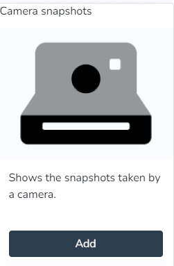 Aperçu et bouton pour ajouter le widget Instantanés de caméra
