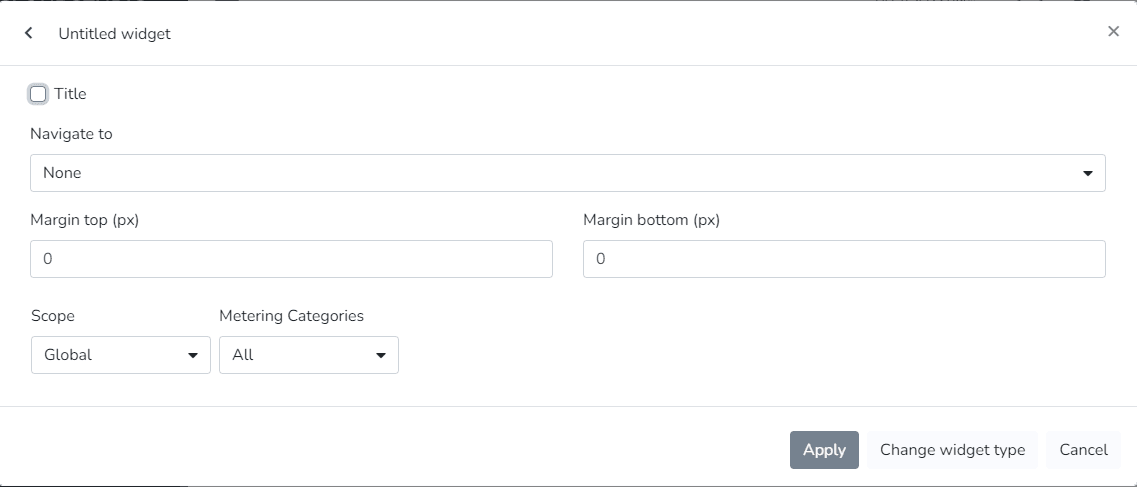 Paramètres du widget Consommation d'énergie journalière par catégorie avec portée et catégories de mesure