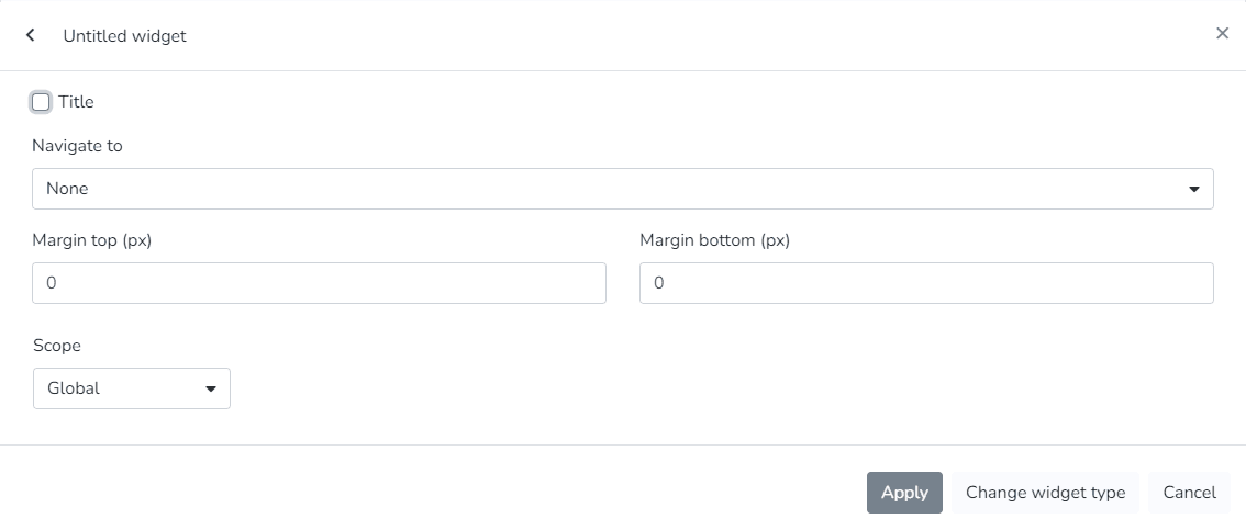 Paramètres du widget Coûts énergétiques passés et projetés avec marges et portée globale