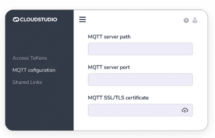 Configuration MQTT avec les champs chemin et port du serveur et certificat SSL/TLS