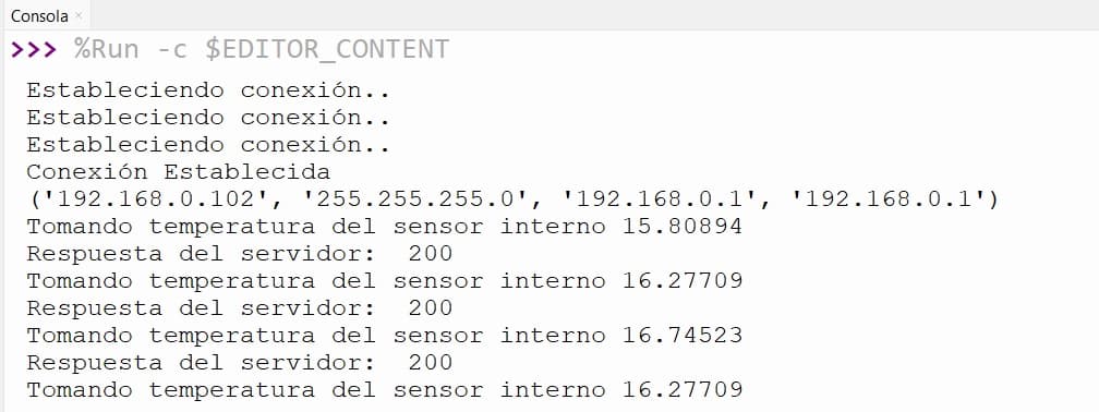 Figure 01 - Successful data communication to Cloud Studio