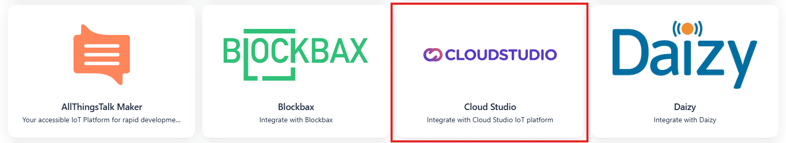 Modèles de webhook TTN avec l'option Cloud Studio IoT mise en évidence