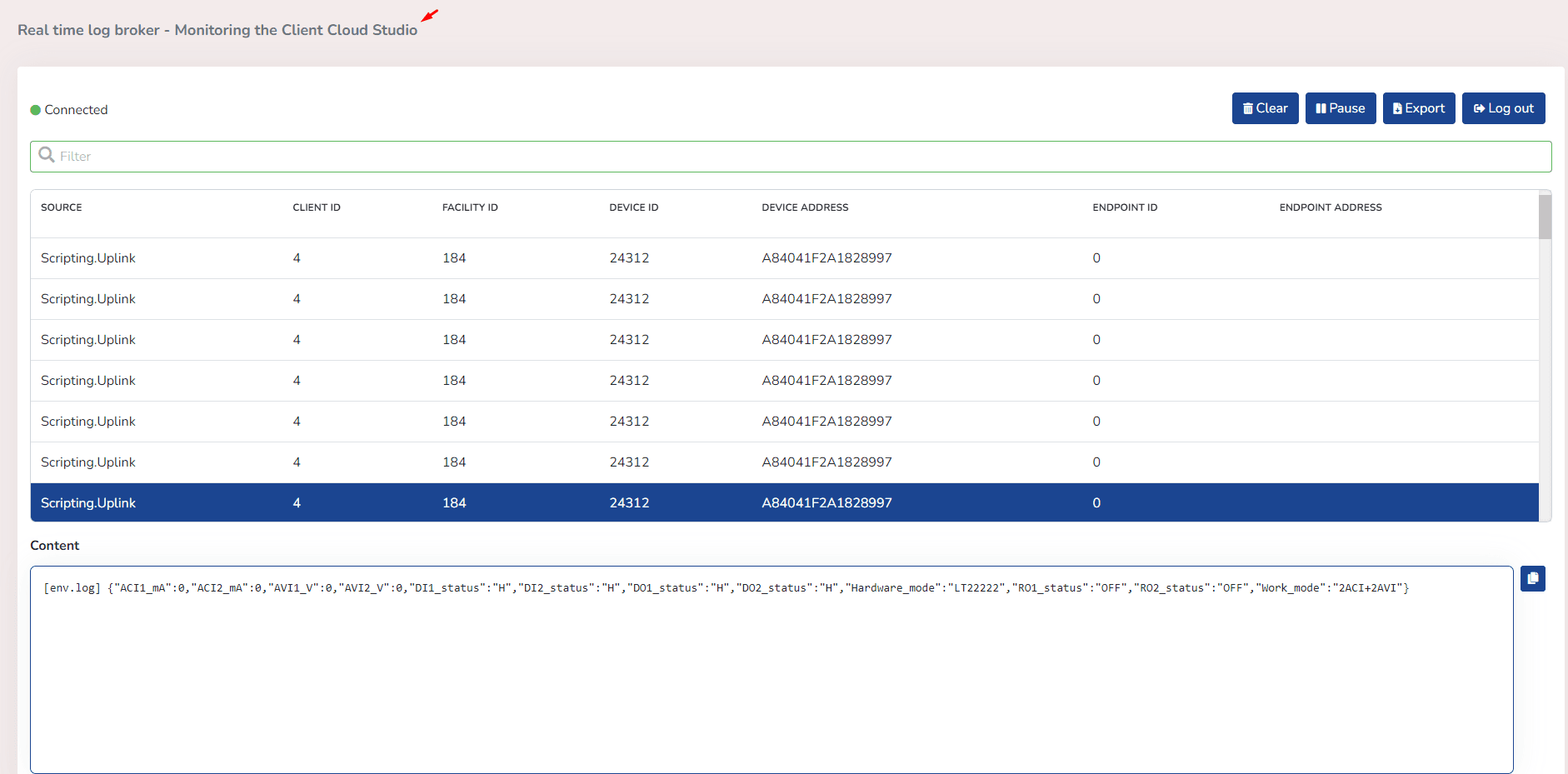 Real Time Log Broker avec le titre de surveillance du client signalé, sans permissions globales