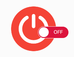 Rotes Ein-Aus-Symbol mit Schalter auf OFF für ein ausgeschaltetes Gerät
