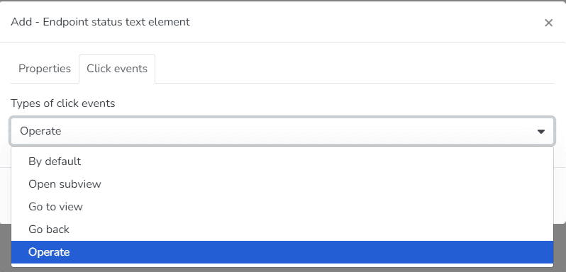 Tab Klickereignisse des Textelements mit ausgewählter Option Bedienen