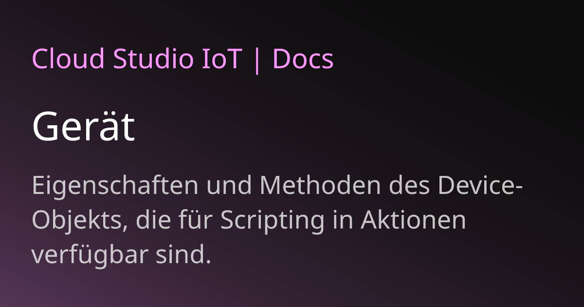 Device | Cloud Studio IoT