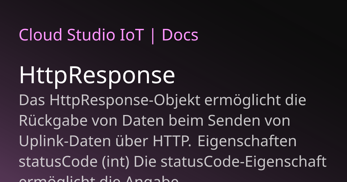 HttpResponse | Cloud Studio IoT