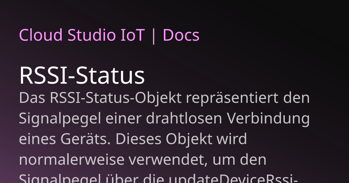 RSSI status | Cloud Studio IoT