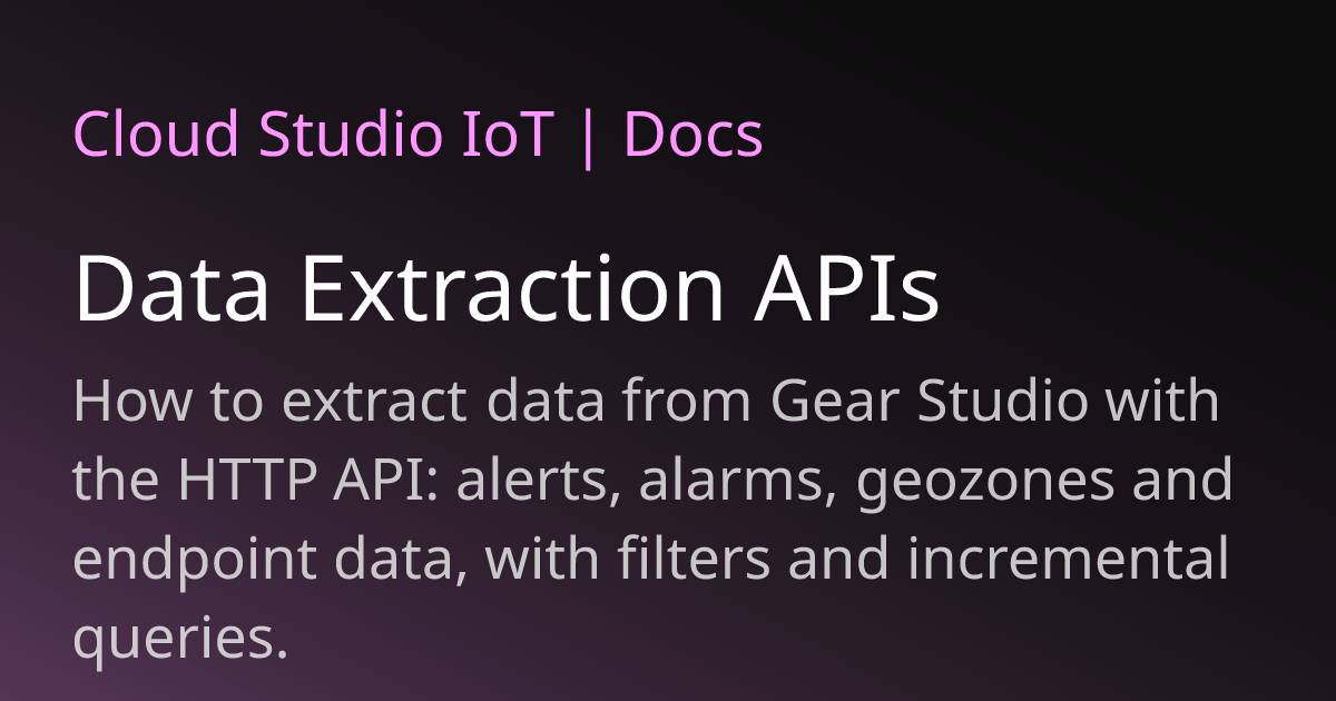 Data Extraction APIs | Cloud Studio IoT