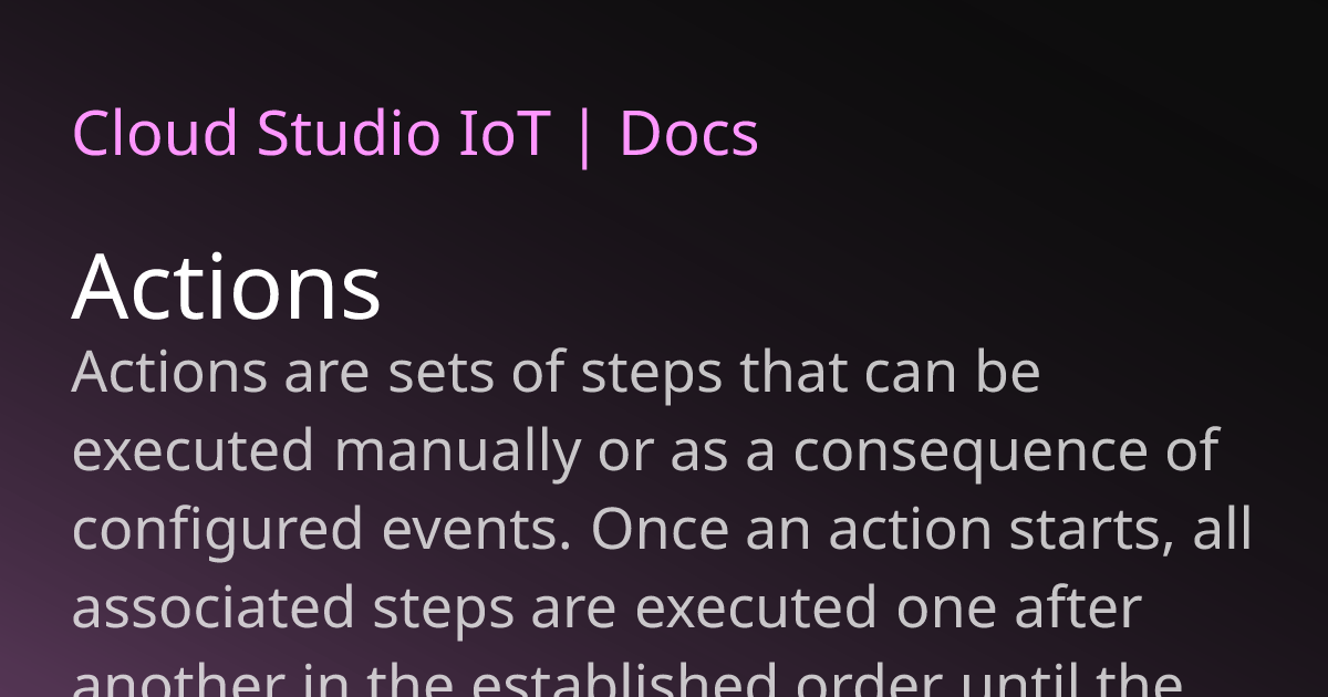 Actions | Cloud Studio IoT