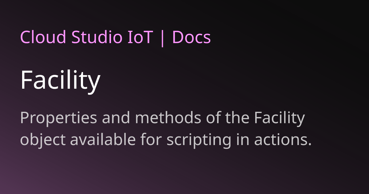Facility | Cloud Studio IoT