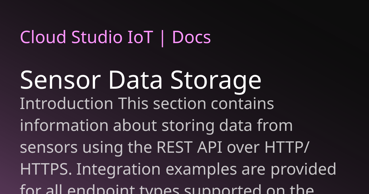 Sensor Datasset Sensor Data Storage | Cloud Studio IoT