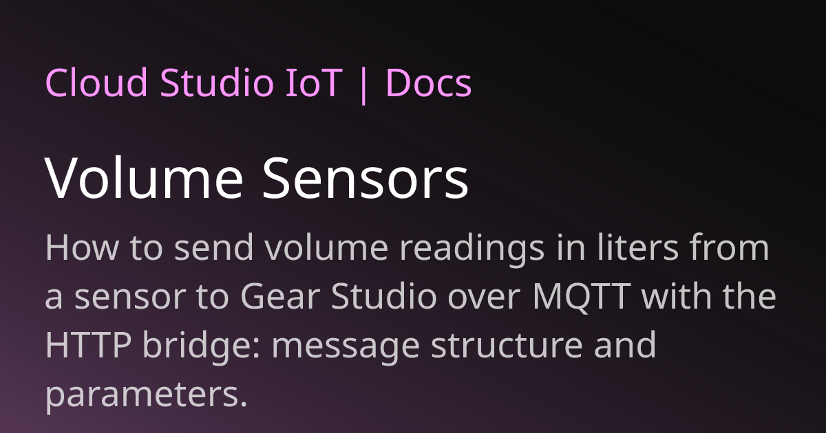 Volume Sensors | Cloud Studio IoT