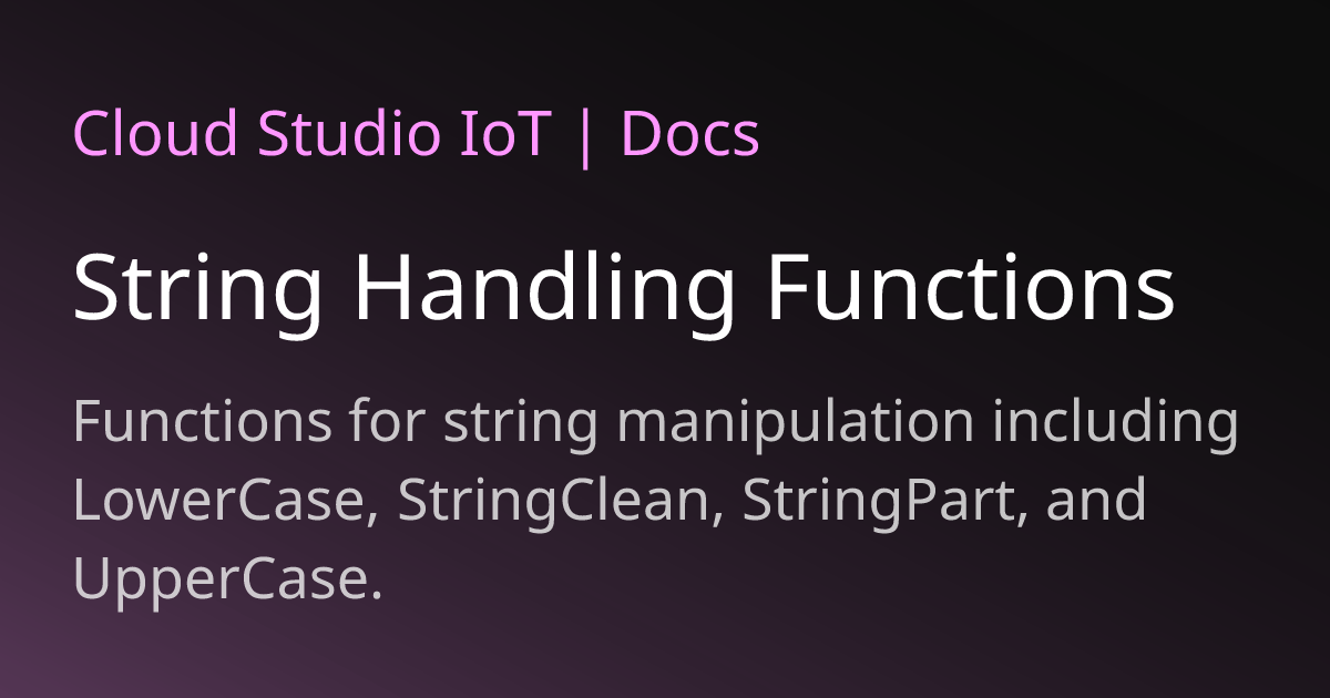 String Handling Functions | Cloud Studio IoT