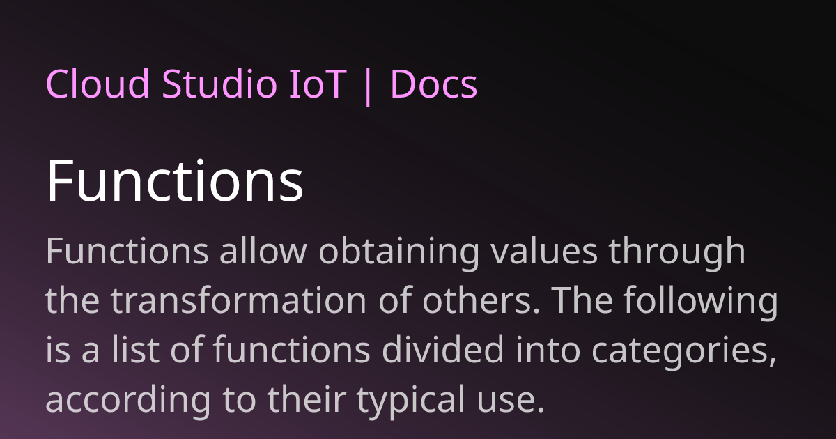 Functions | Cloud Studio IoT