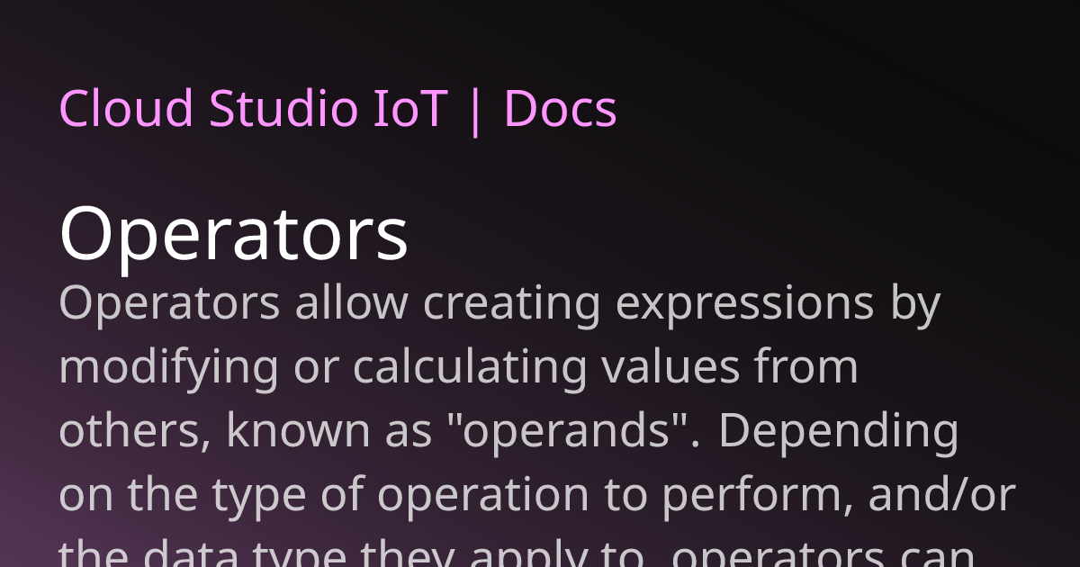Operators | Cloud Studio IoT