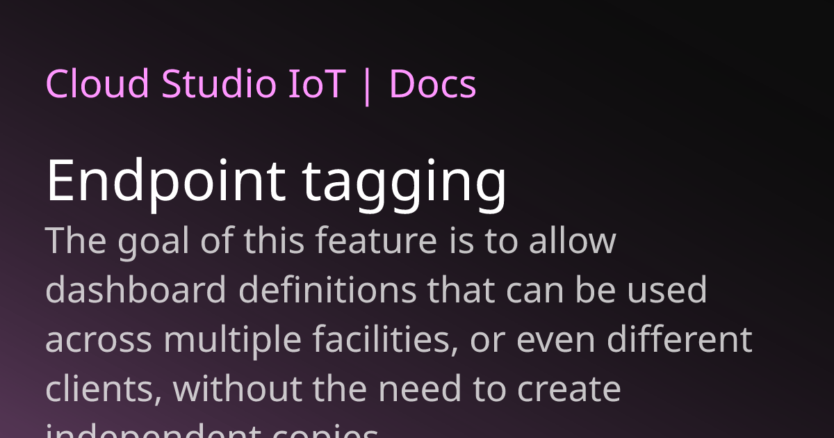 Endpoint tagging | Cloud Studio IoT