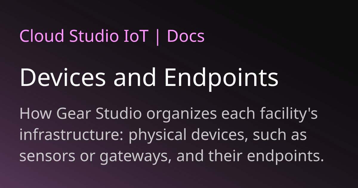 Devices and Endpoints | Cloud Studio IoT