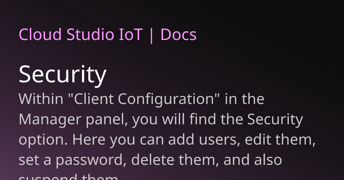 Security | Cloud Studio IoT
