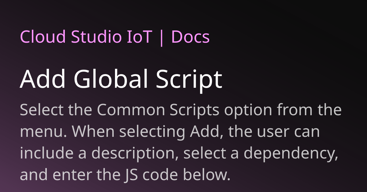Add Global Script | Cloud Studio IoT