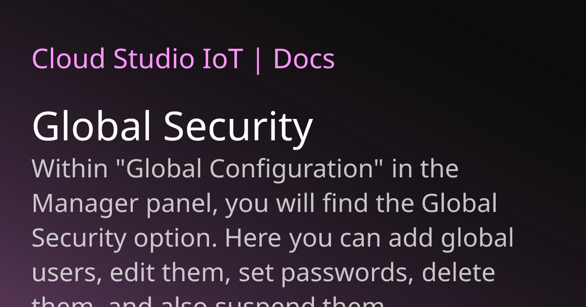 Global Security | Cloud Studio IoT
