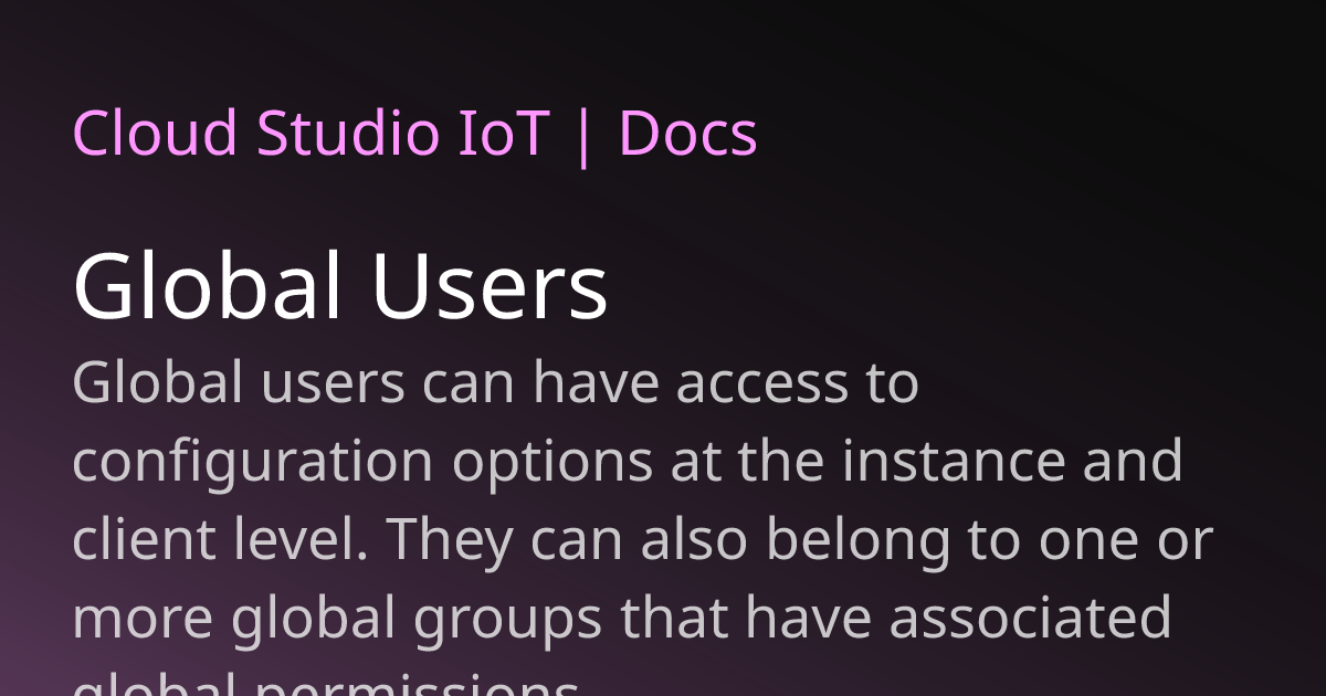 Global Users | Cloud Studio IoT