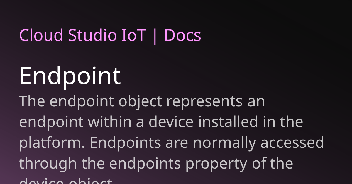 Endpoint | Cloud Studio IoT