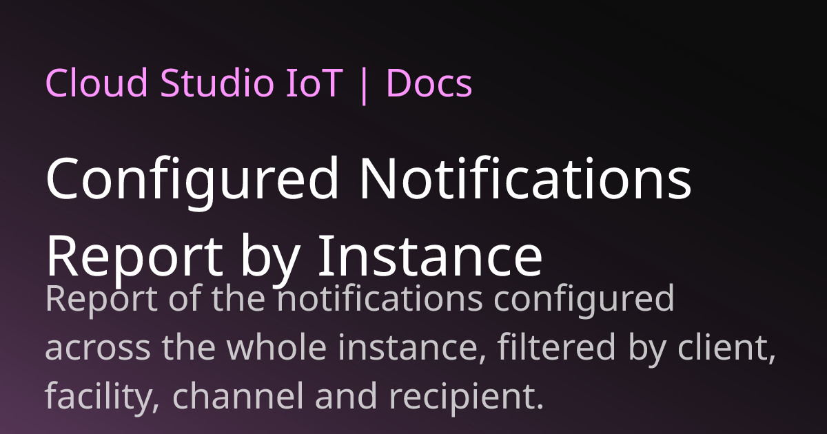 Configured Notifications Report by Instance | Cloud Studio IoT