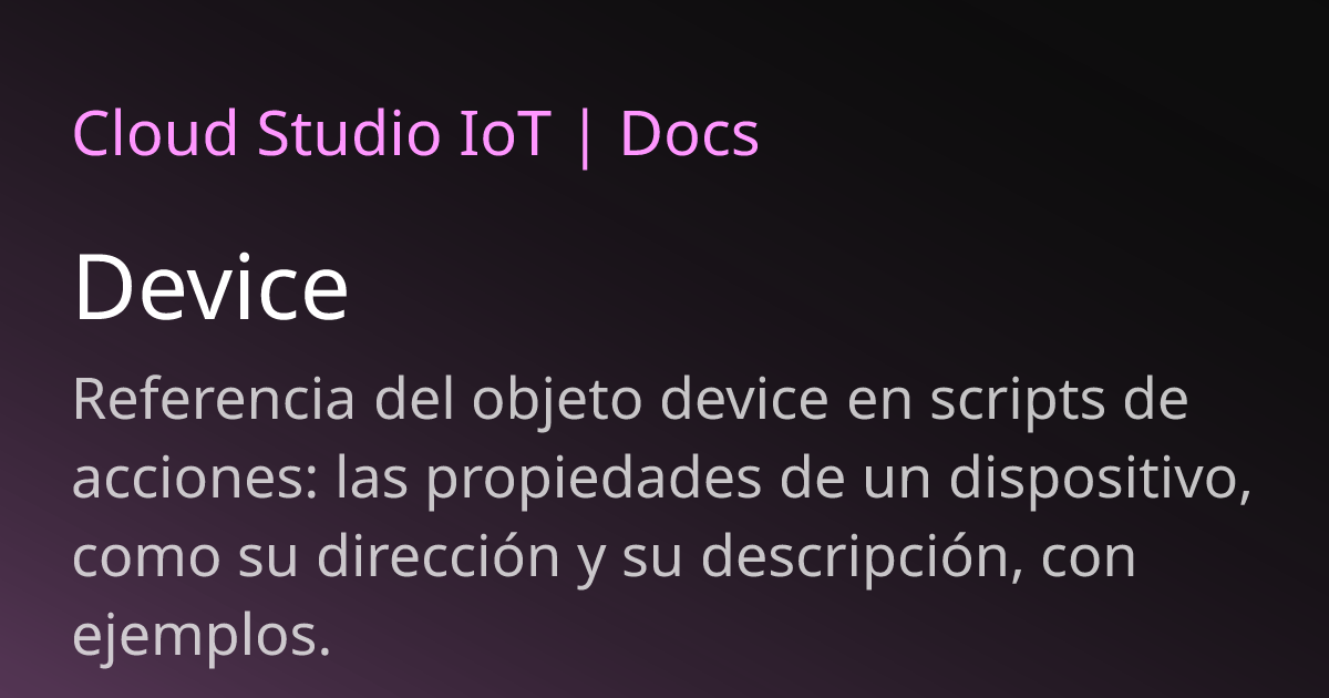 Device | Cloud Studio IoT