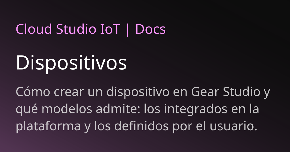 Dispositivos | Cloud Studio IoT