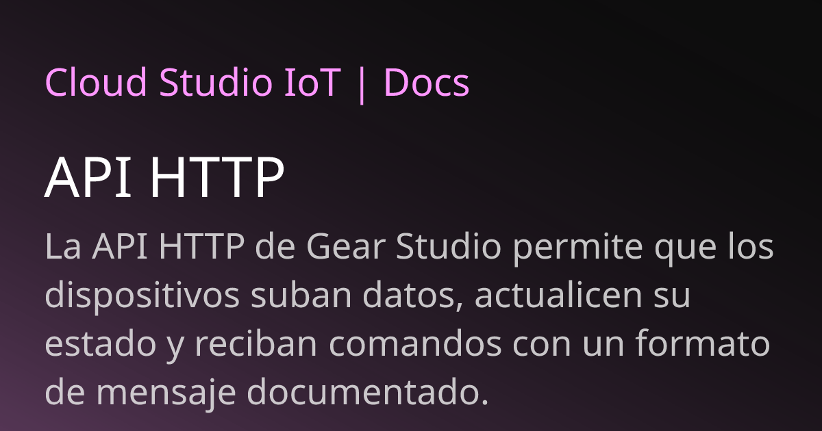 API HTTP | Cloud Studio IoT