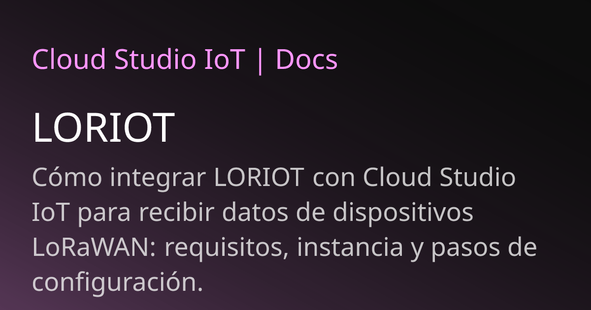 LORIOT | Cloud Studio IoT
