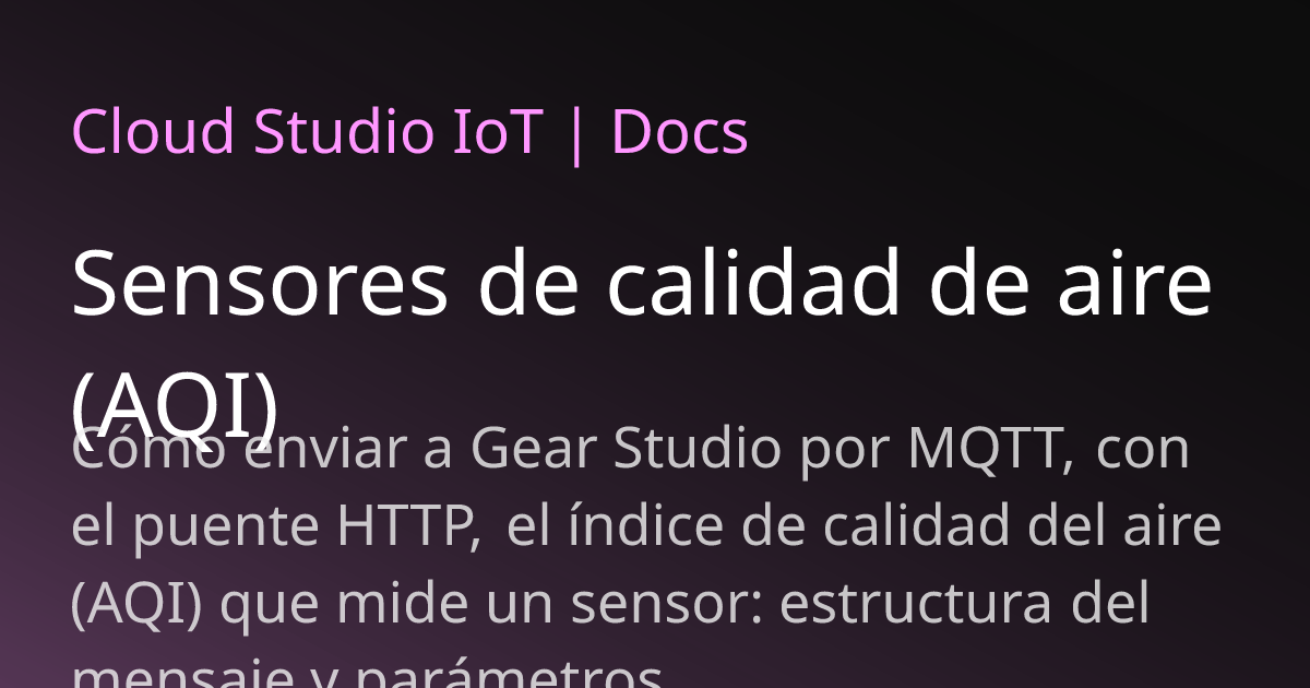 Sensores de calidad de aire (AQI) | Cloud Studio IoT