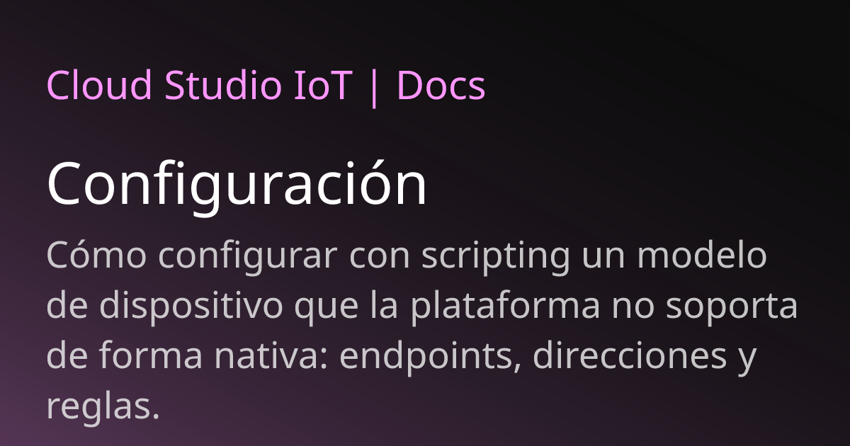 Configuración | Cloud Studio IoT