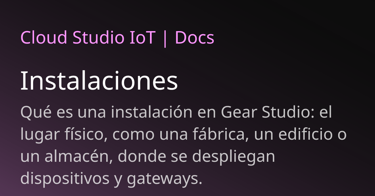 Instalaciones | Cloud Studio IoT