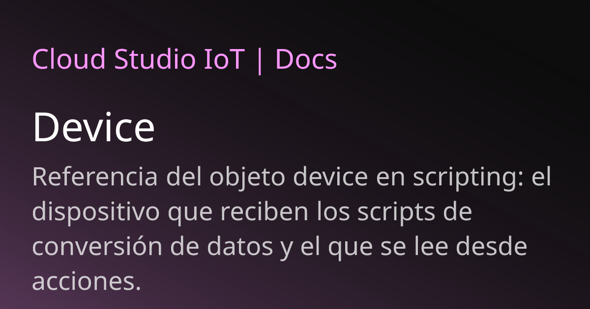 Device | Cloud Studio IoT